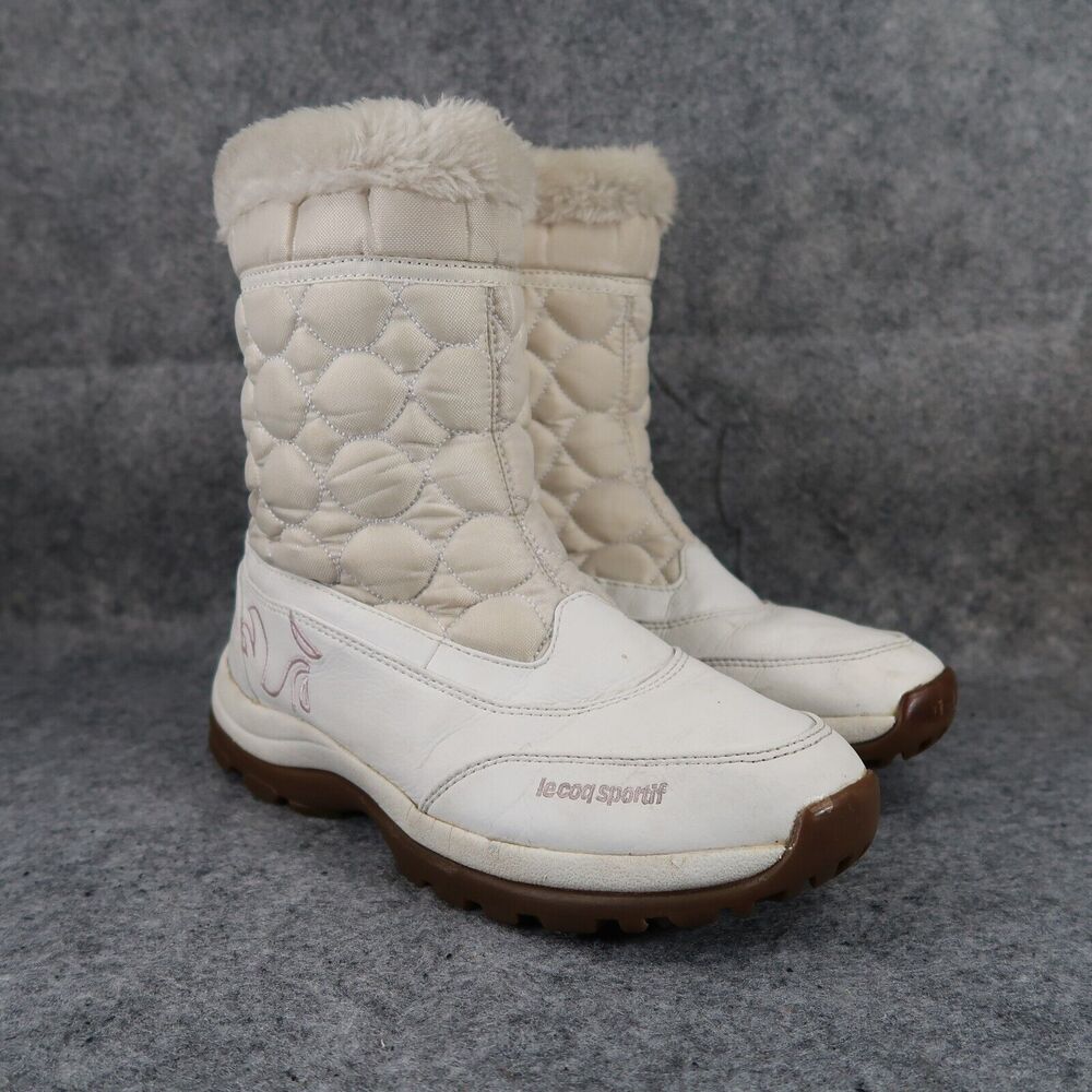 Le Coq Sportif Shoes Mens 7.5 Boots Winter Warm Quilted Outdoor Zip Active White